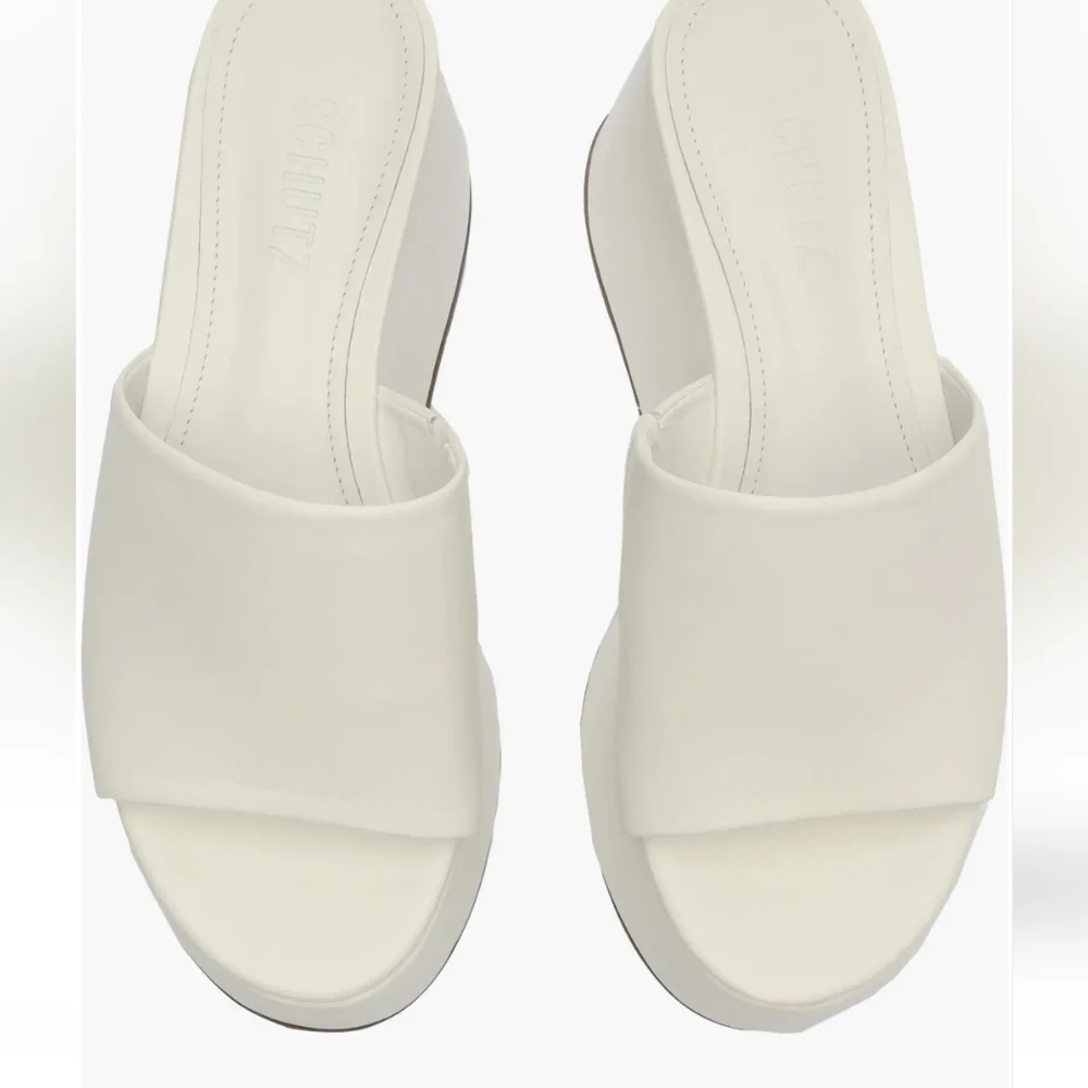 SCHUTZ White Platform Slide Mule